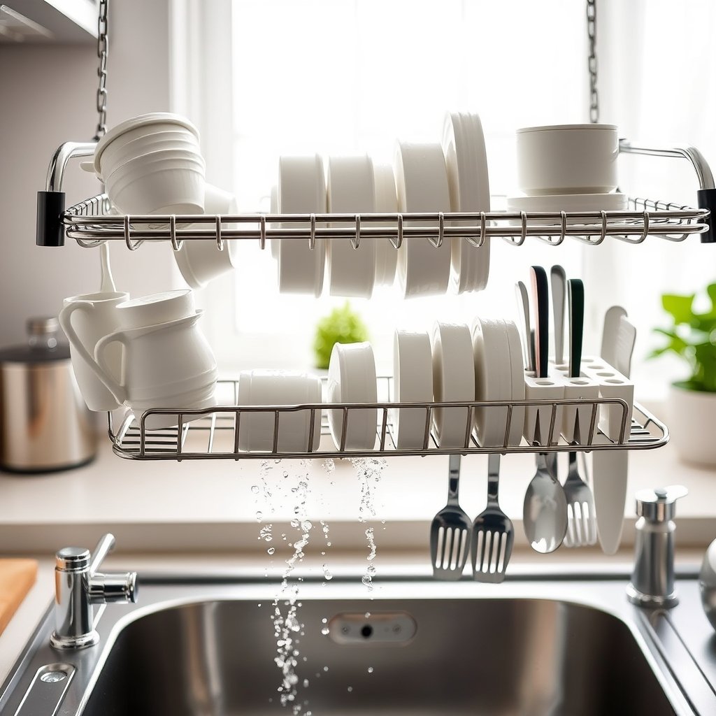 Roll Up Dish Drying Rack in action