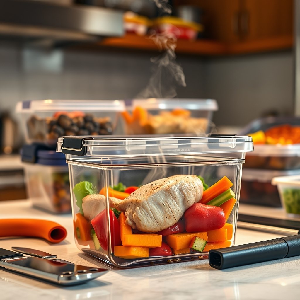 Cambro 6 Qt Square Food Storage Container in action