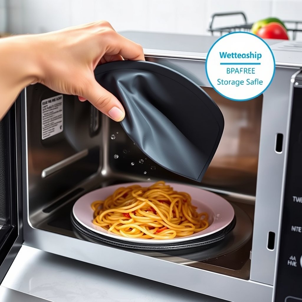 Microwave Splatter Cover in action