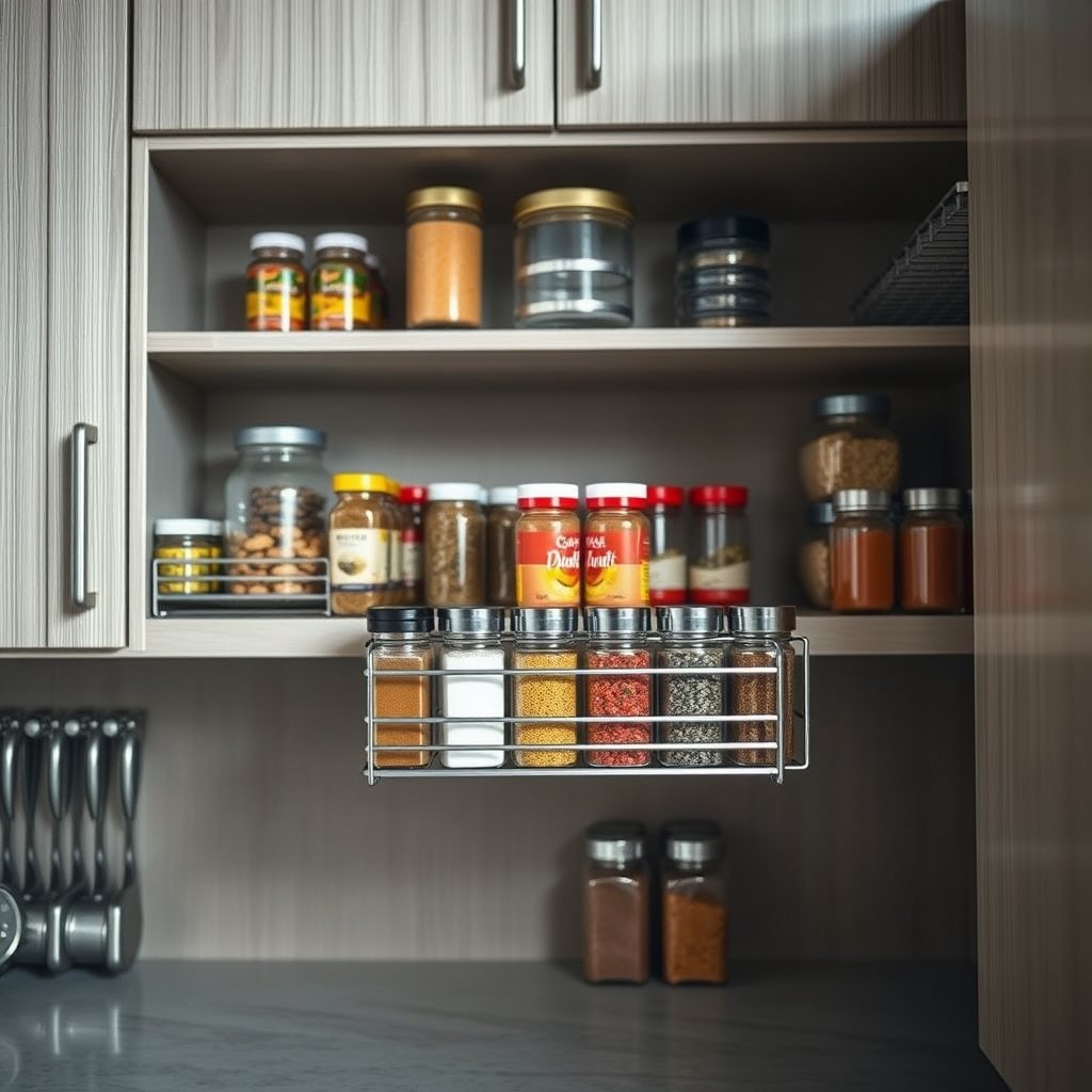 Spice Organizer: 10 Ultimate Steps For Amazing Kitchen Solutions (2026) 2 PantriSolve Under Cabinet Spice Rack in action
